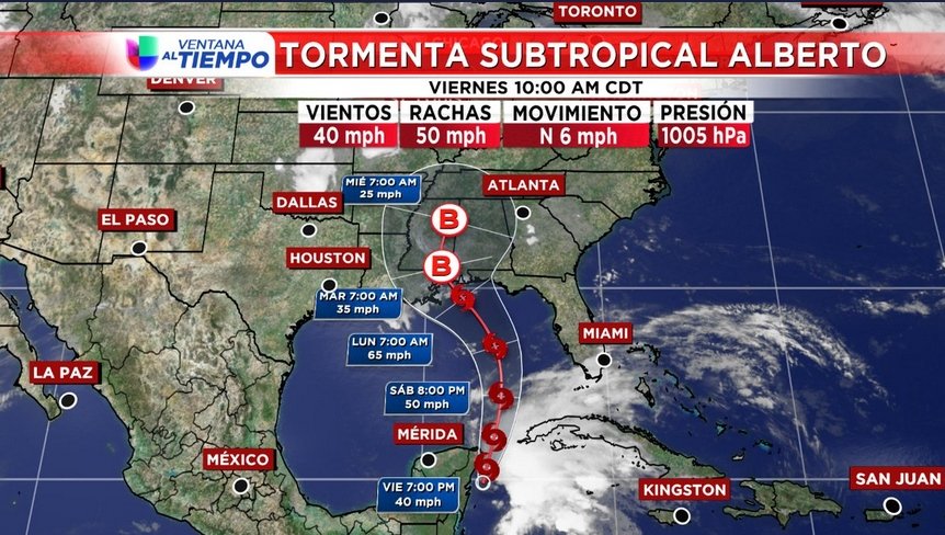 Progreso de Tormenta Alberto. Fuente: El Tiempo