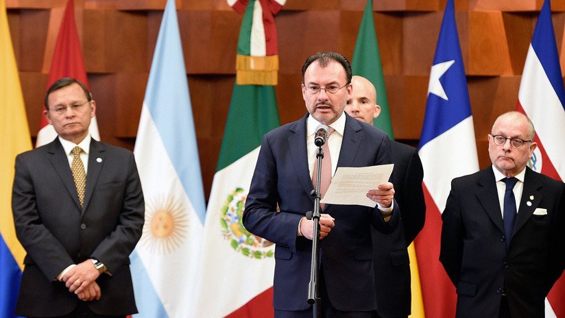 El canciller mexicano Luis Videgaray declara tras la reunión del Grupo de Lima Alfredo ESTRELLA / AFP