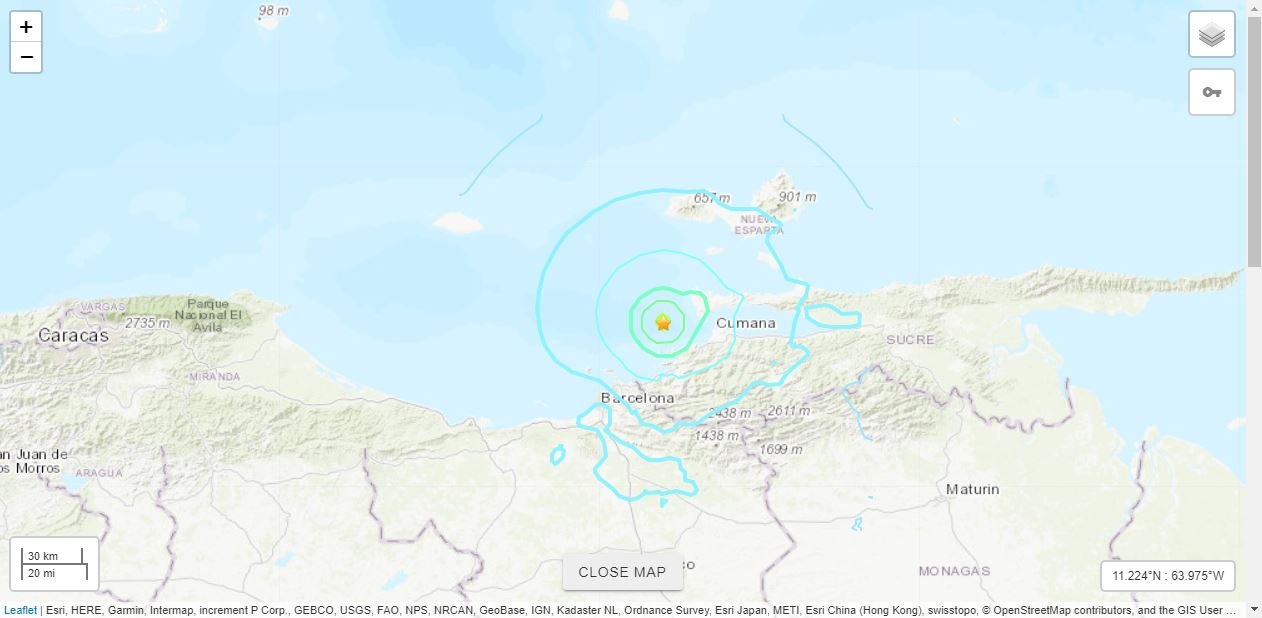 Sismo de 5,3 se registró en venezuela. Fuente: earthquake.usgs.gov