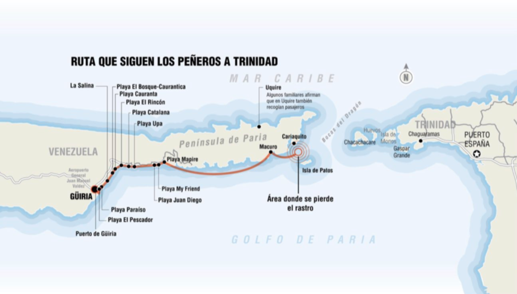 Zona donde ocurrió el naufragio de Güiria
